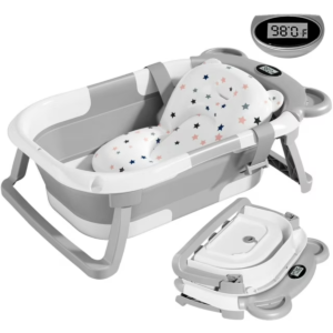 Alternative view of Portable Collapsible Baby & Infant Bath Tub Cushion & Temperature Sensor.